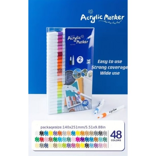 Acrylic markers,48 colors, quick-drying, with a rubber grip, suitable for all surfaces.